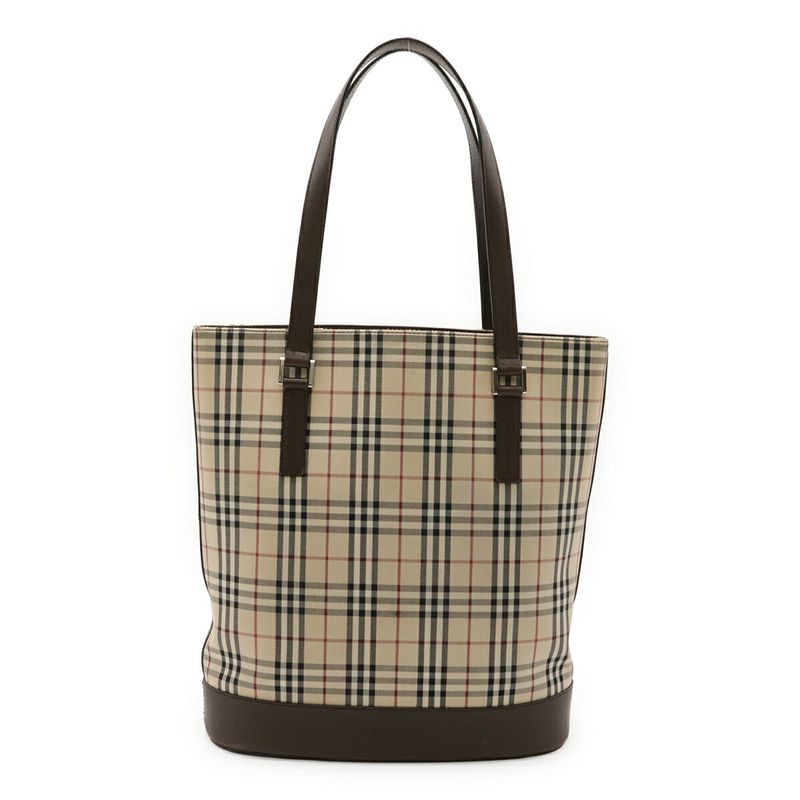 Burberry Nova Check Canvas Leather Tote Bag